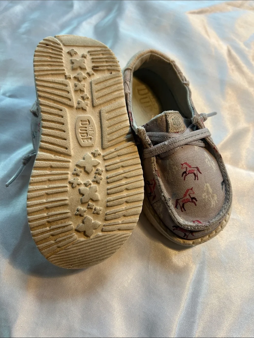Toddler Hey Dude Shoes with Horse Print - Light Beige